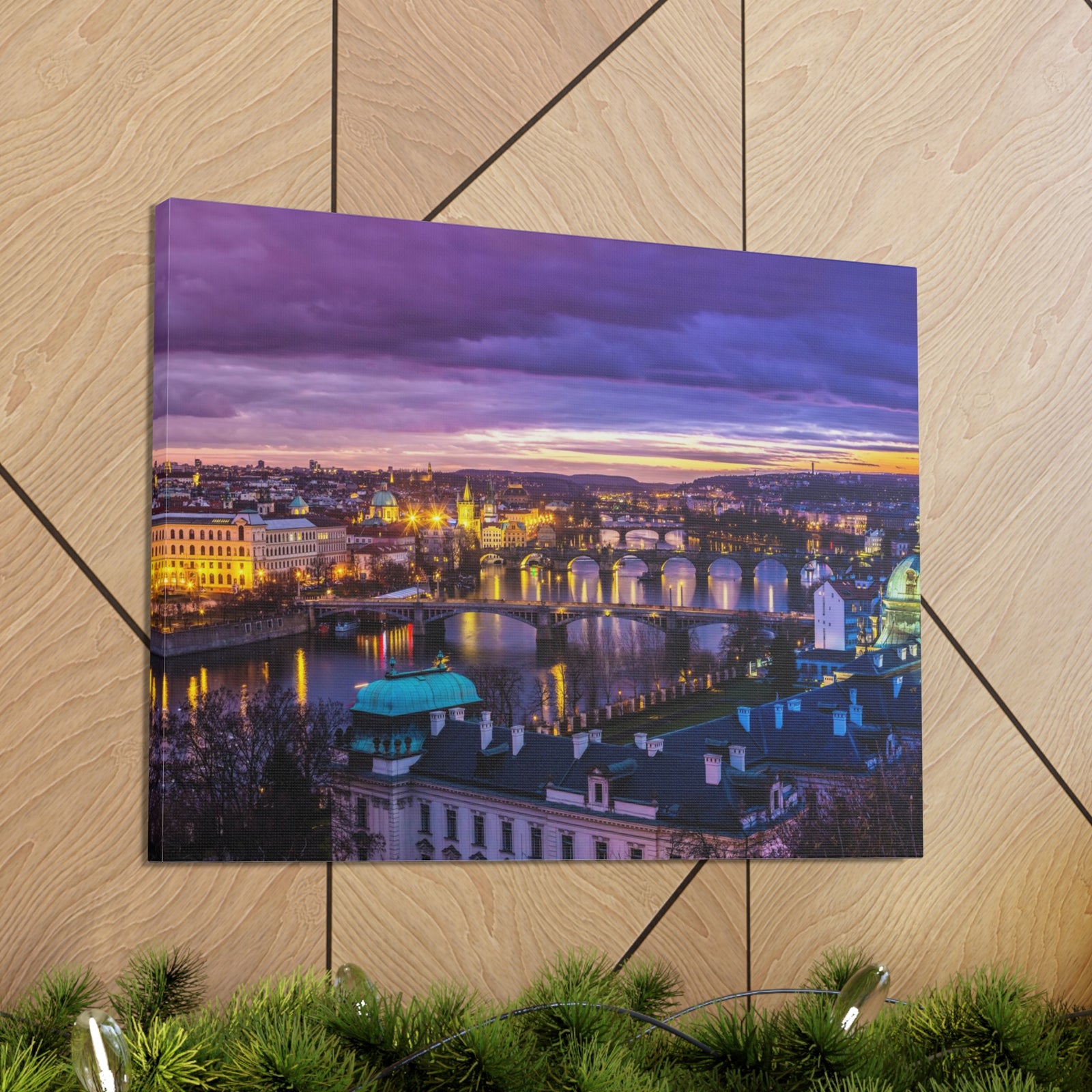 Prague Night Skyline Canvas Artwork High-Quality Breathtaking Stunning Cityscape for Home Decor Ready to Hang-Express Your Love Gifts