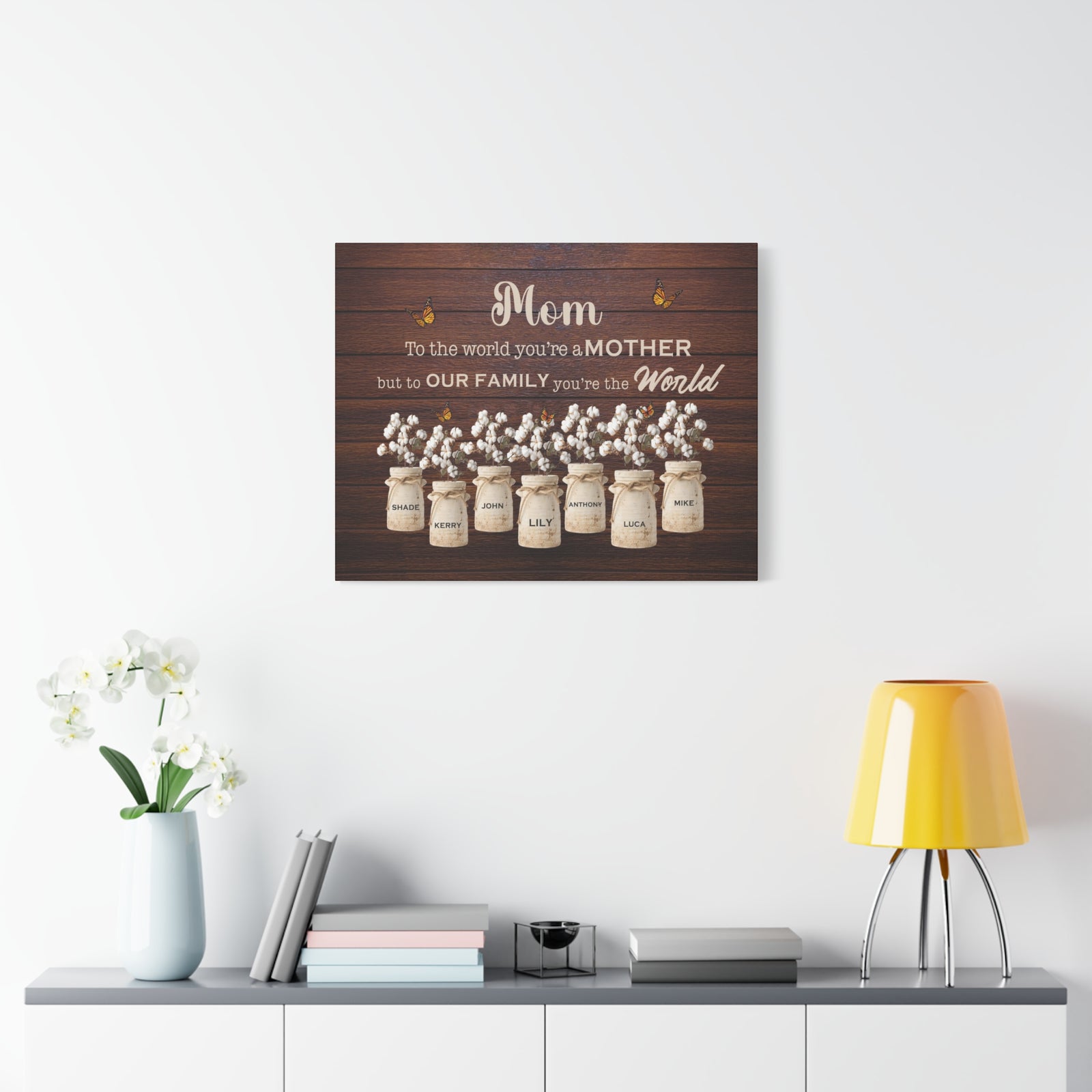 Personalized Mom Family Name Canvas – “To the World You’re a Mother”-Express Your Love Gifts