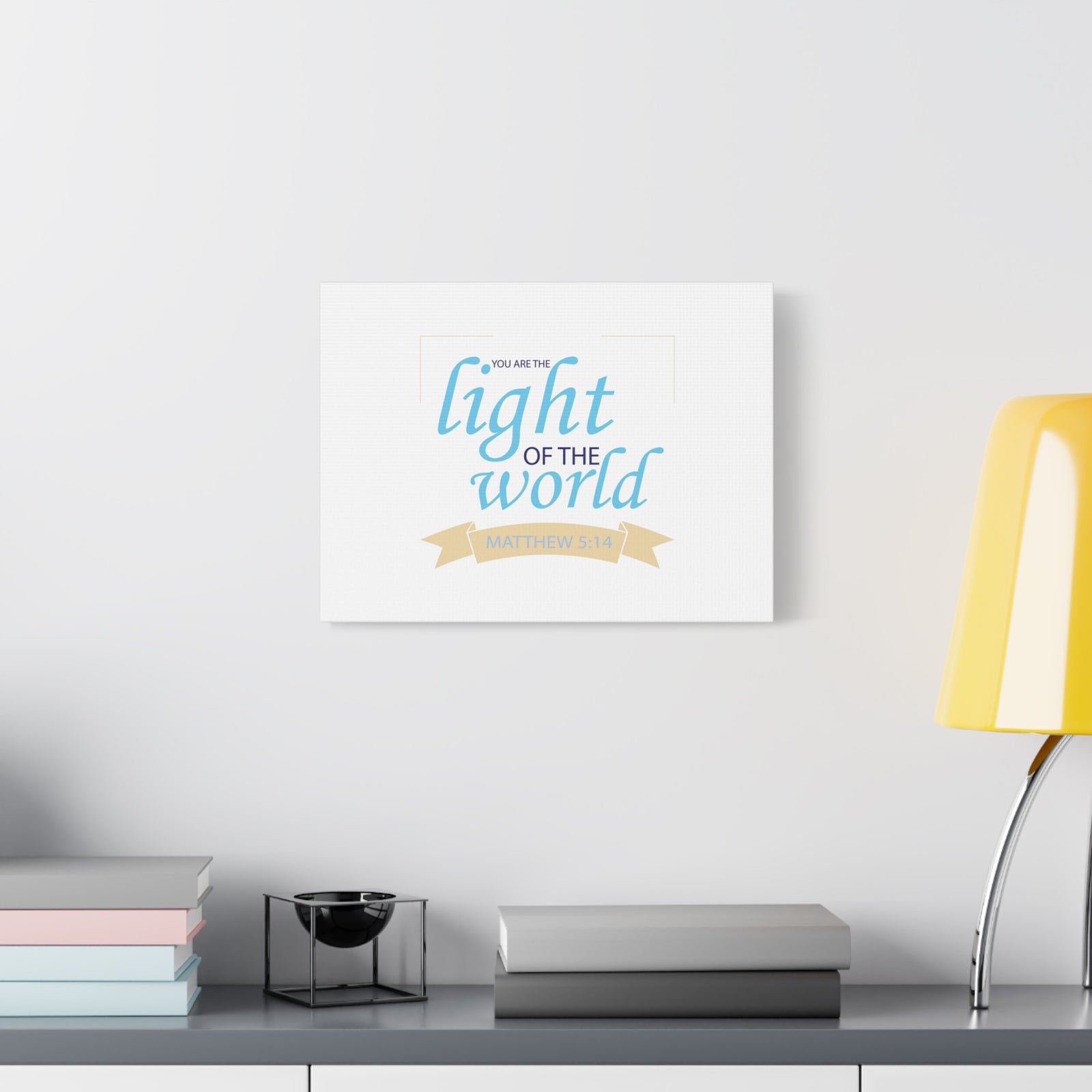 Scripture Canvas Light Of The World Matthew 5:14 Christian Wall Art Bible Verse Print Ready to Hang-Express Your Love Gifts