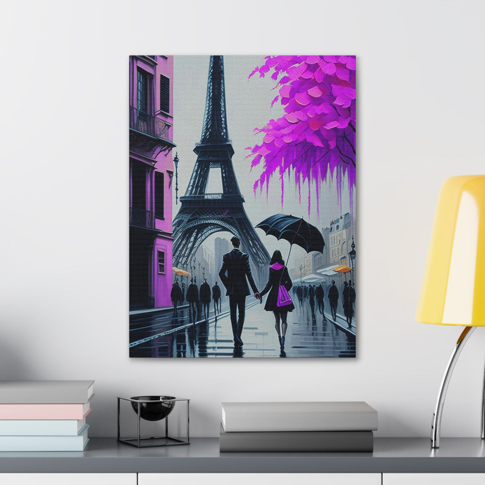 Romantic Couple Paris Eiffel Tower France Canvas Artwork High-Quality Breathtaking French City for Home Decor Ready to Hang-Express Your Love Gifts