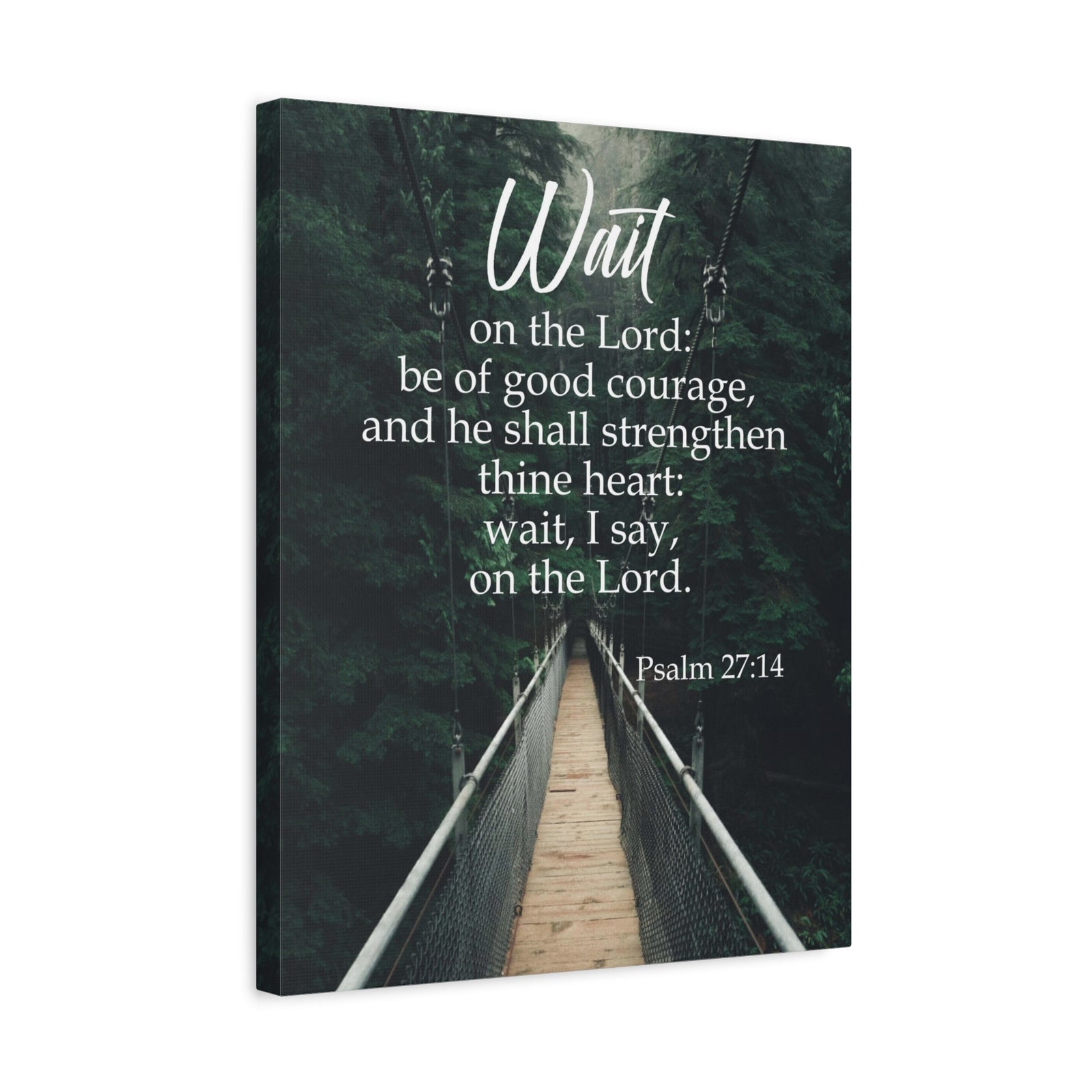 Bible Verse Canvas Wait on the Lord Psalm 27:14 Wall Art Christian Home Decor-Express Your Love Gifts