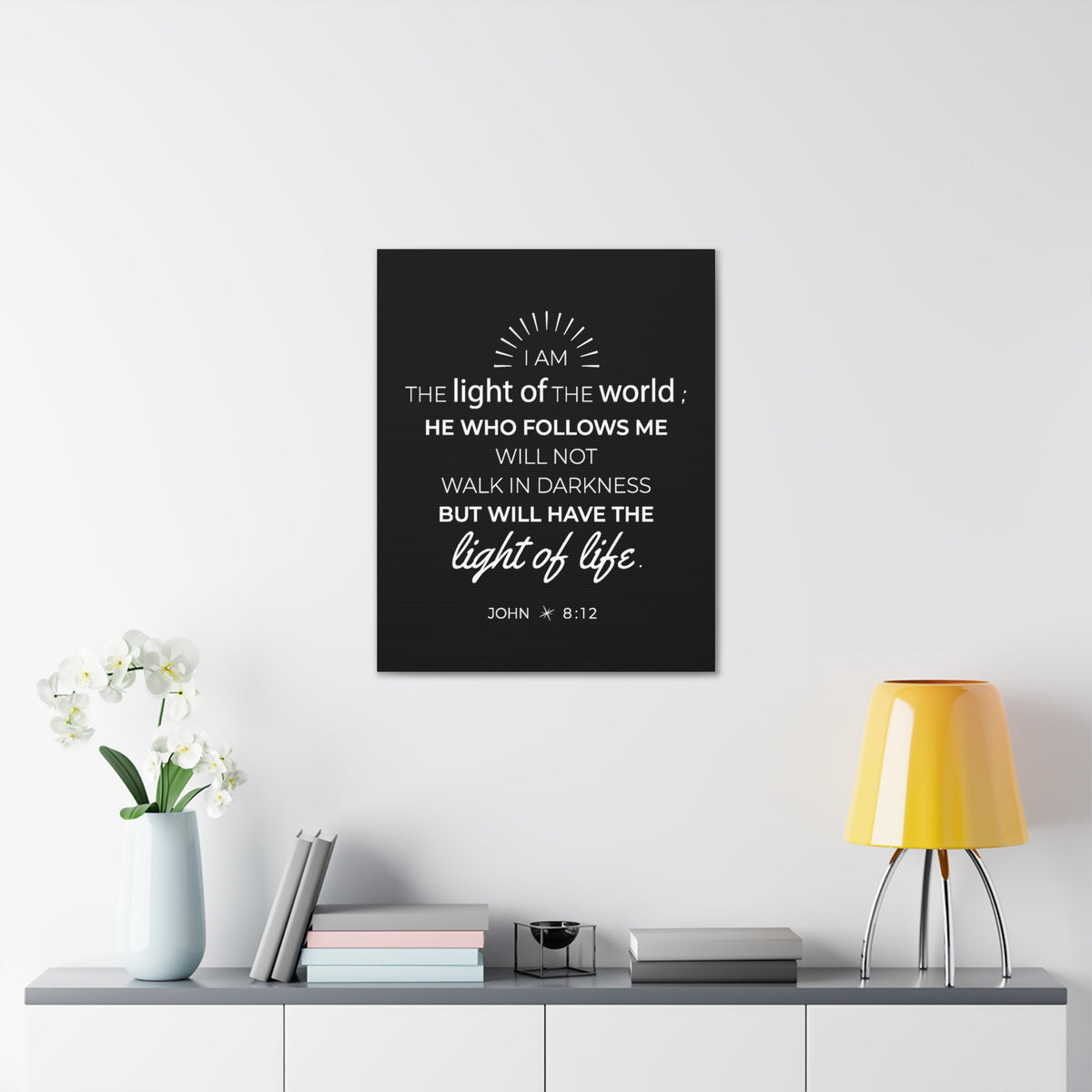 Scripture Walls John 8:12 Light of the World Bible Verse Canvas Christian Wall Art Ready to Hang Unframed-Express Your Love Gifts