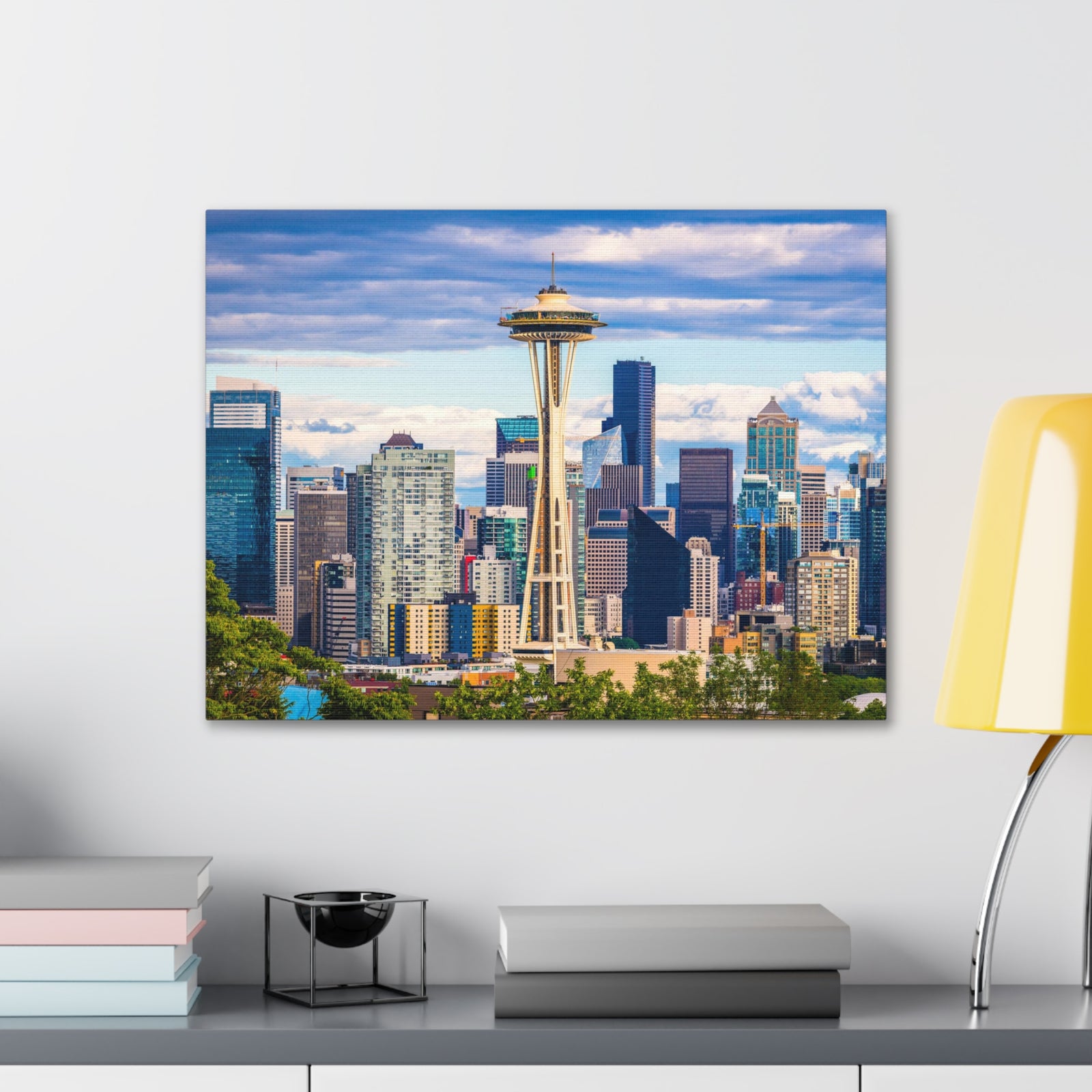 Seattle Daytime Skyline Canvas Artwork High-Quality Breathtaking Stunning Cityscape for Home Decor Ready to Hang-Express Your Love Gifts