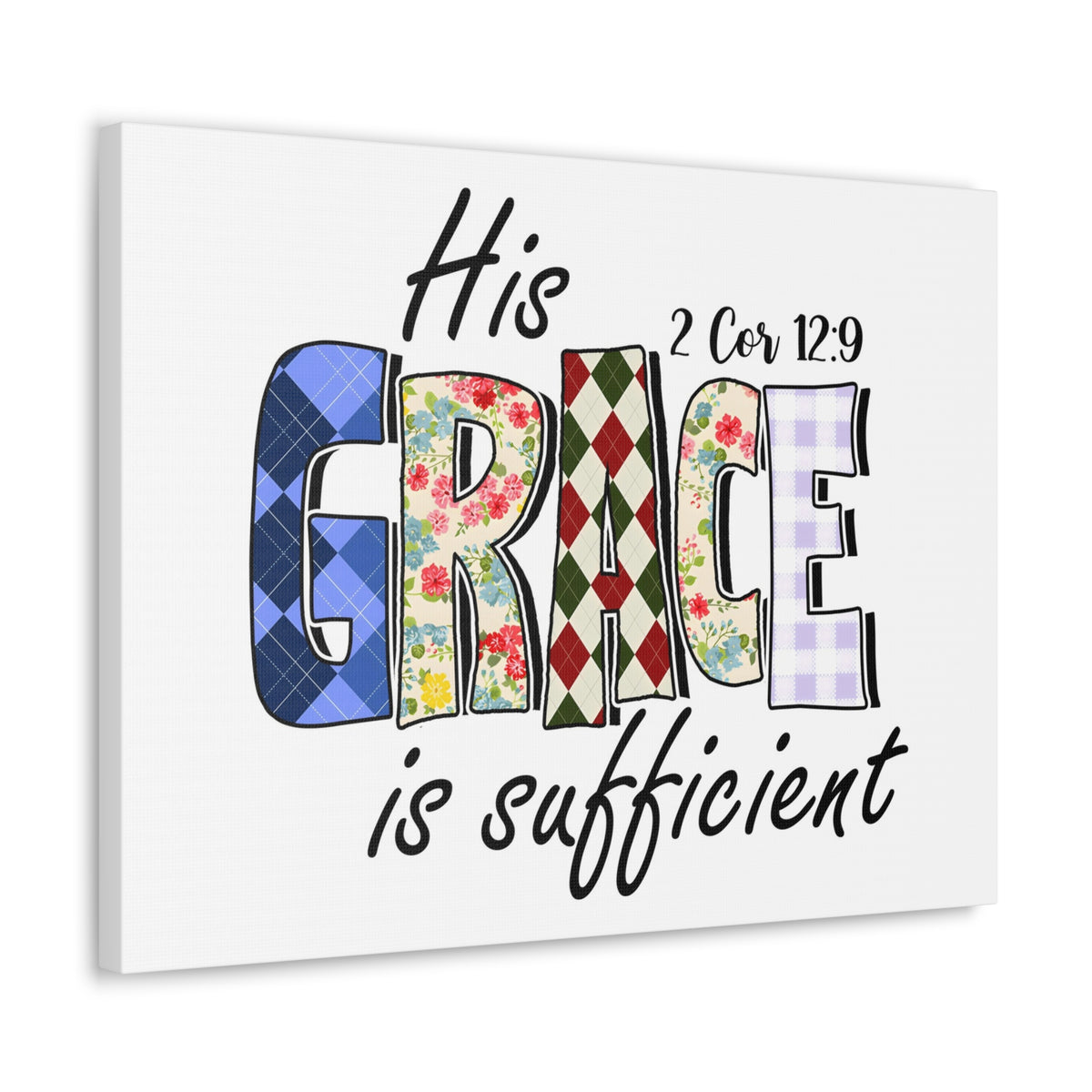 Scripture Walls 2 Corinthians 12:9 His Grace is Sufficient Bible Verse Canvas Christian Wall Art Ready to Hang Unframed-Express Your Love Gifts