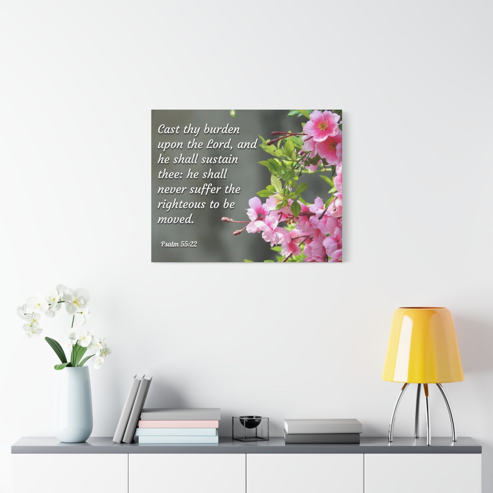 Scripture Canvas Upon The Lord Psalm 55:22 Christian Wall Art Bible Verse Print Ready to Hang-Express Your Love Gifts
