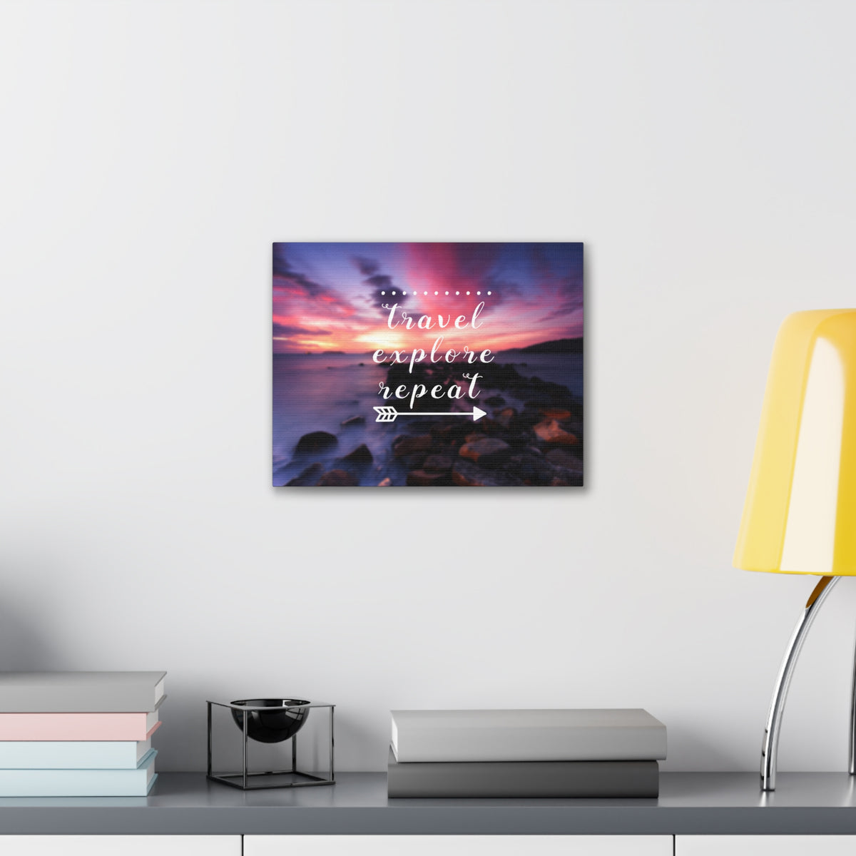 Inspirational Quote Canvas Travel Explore Repeat Motivational Print Ready to Hang Artwork-Express Your Love Gifts