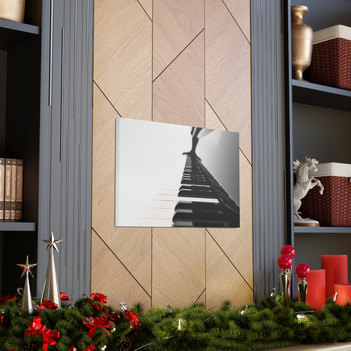 Piano Black And White Music Lover's Delight Piano Keyboard Canvas Wall Art for Home Decor Ready-to-Hang-Express Your Love Gifts