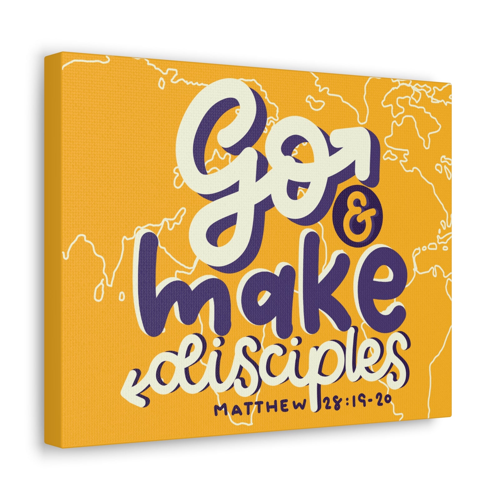 Scripture Canvas Go And Make Disciples Matthew 28:19-20 Christian Wall Art Bible Verse Print Ready to Hang-Express Your Love Gifts