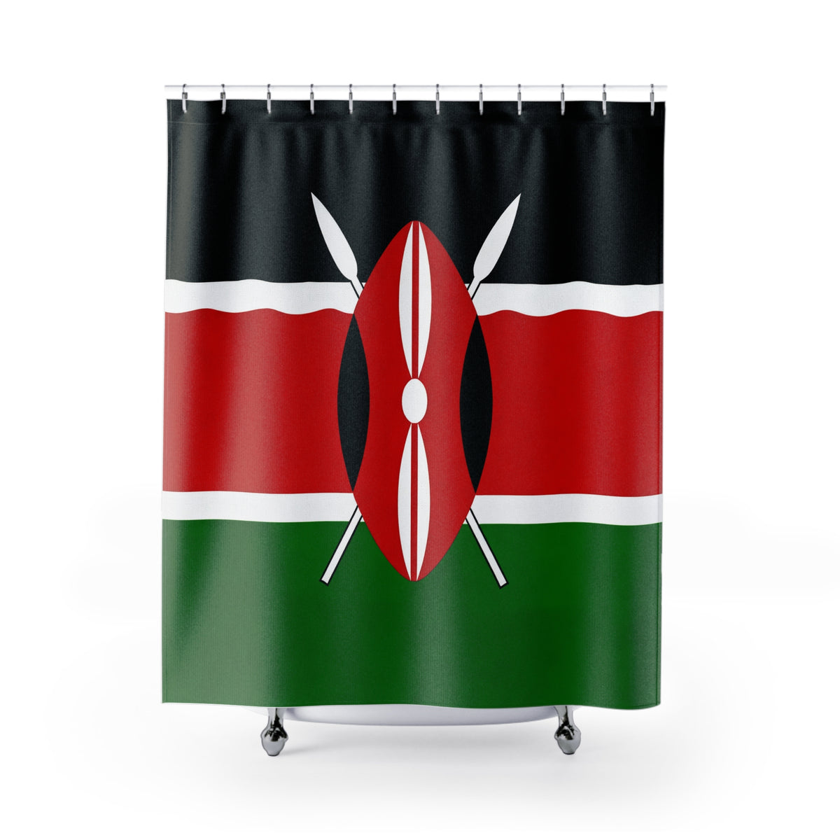 Kenya Flag Shower Curtain 71" x 74"-Express Your Love Gifts