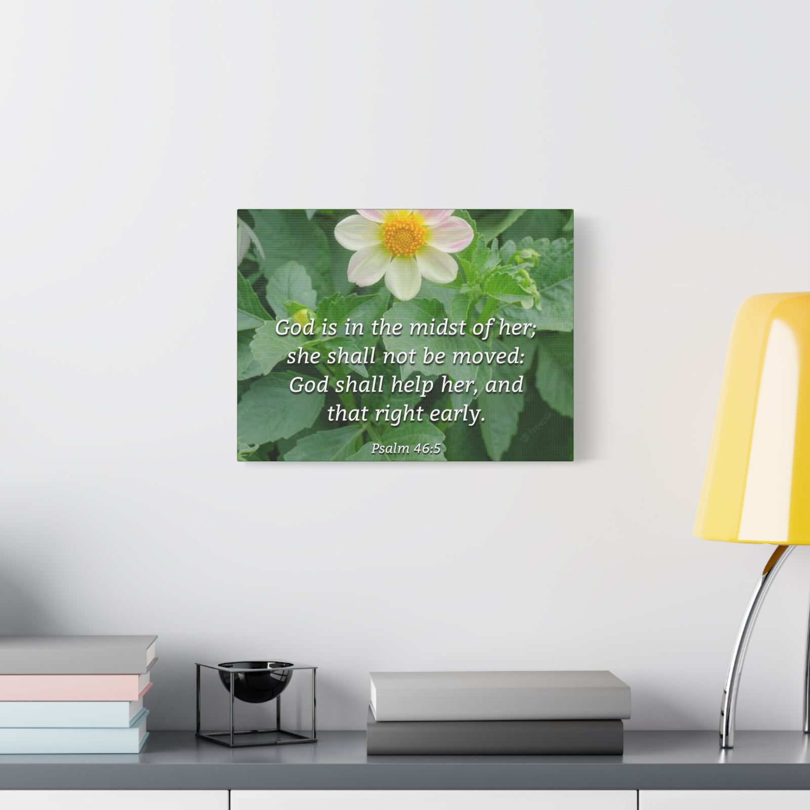 Scripture Canvas God Shall Help Her Psalm 46:5 Christian Wall Art Bible Verse Print Ready to Hang-Express Your Love Gifts