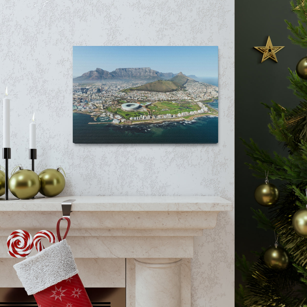 Cape Town Daytime Skyline Canvas Artwork High-Quality Breathtaking Stunning Cityscape for Home Decor Ready to Hang-Express Your Love Gifts