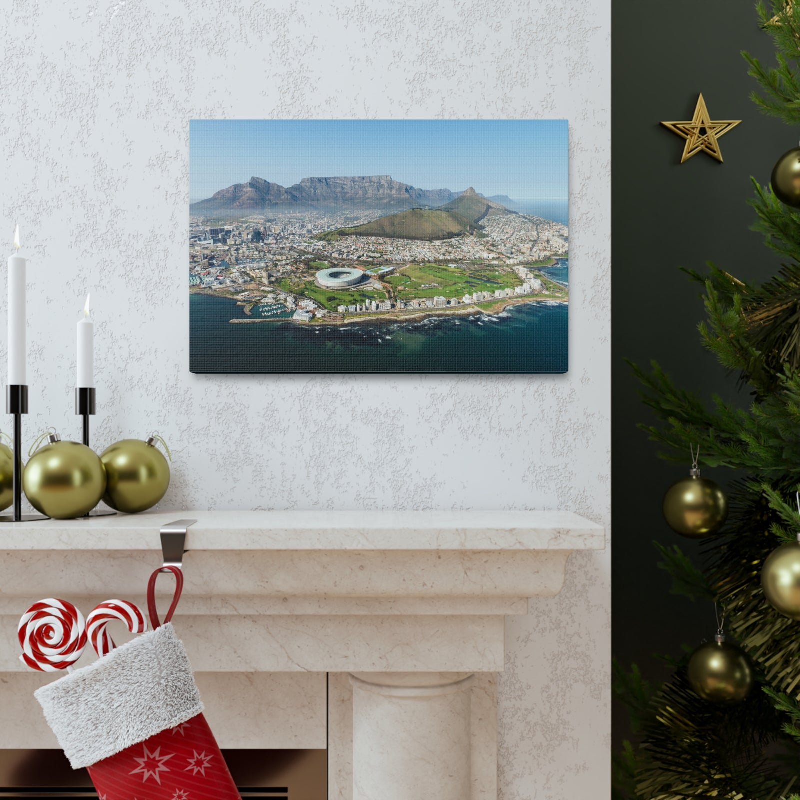 Cape Town Daytime Skyline Canvas Artwork High-Quality Breathtaking Stunning Cityscape for Home Decor Ready to Hang-Express Your Love Gifts