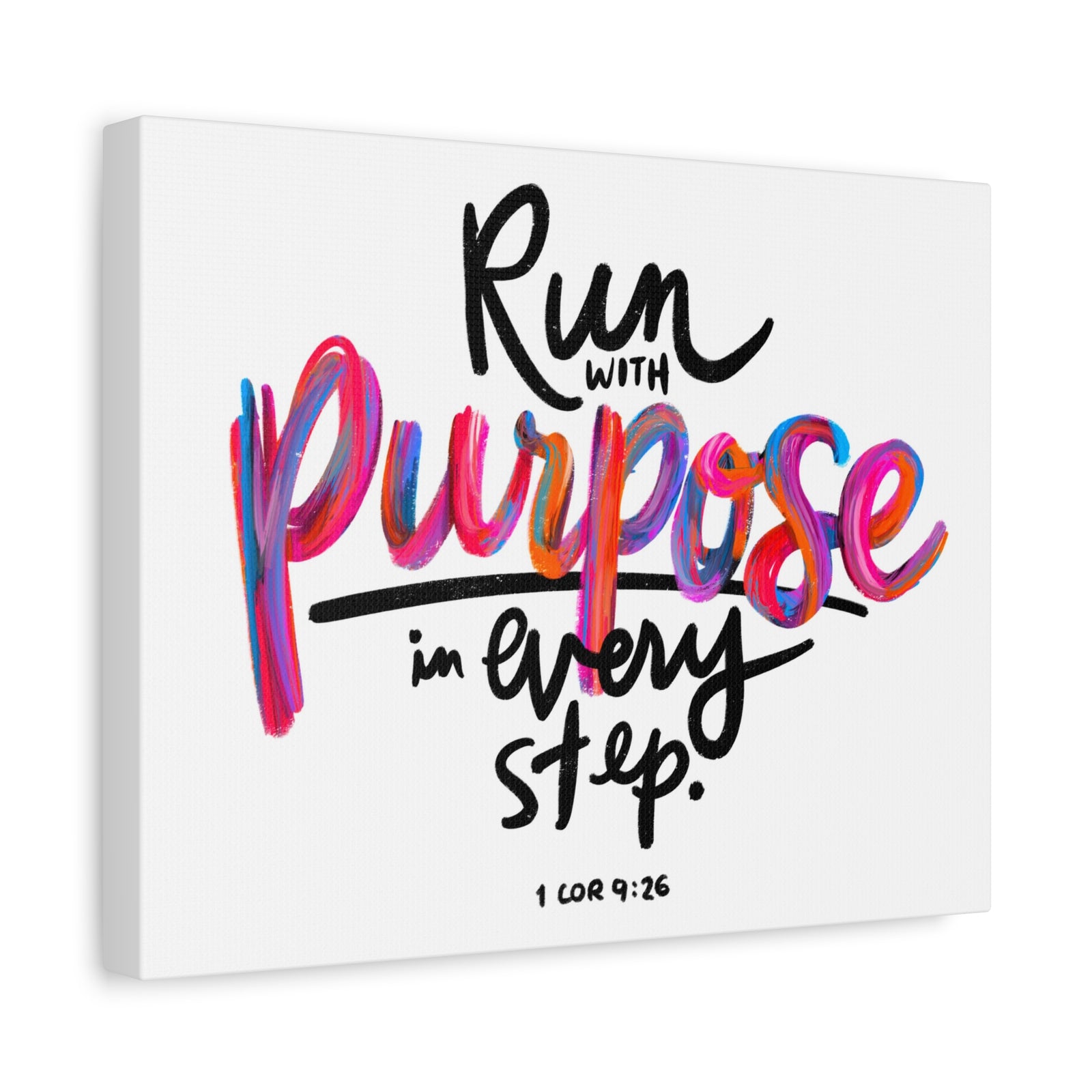 Scripture Canvas Run With Purpose 1 Corinthians 9:26 Christian Wall Art Bible Verse Print Ready to Hang-Express Your Love Gifts