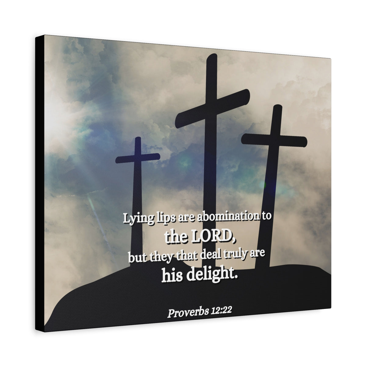 Scripture Canvas Lying Lips Proverbs 12:22 Christian Wall Art Bible Verse Print Ready to Hang-Express Your Love Gifts
