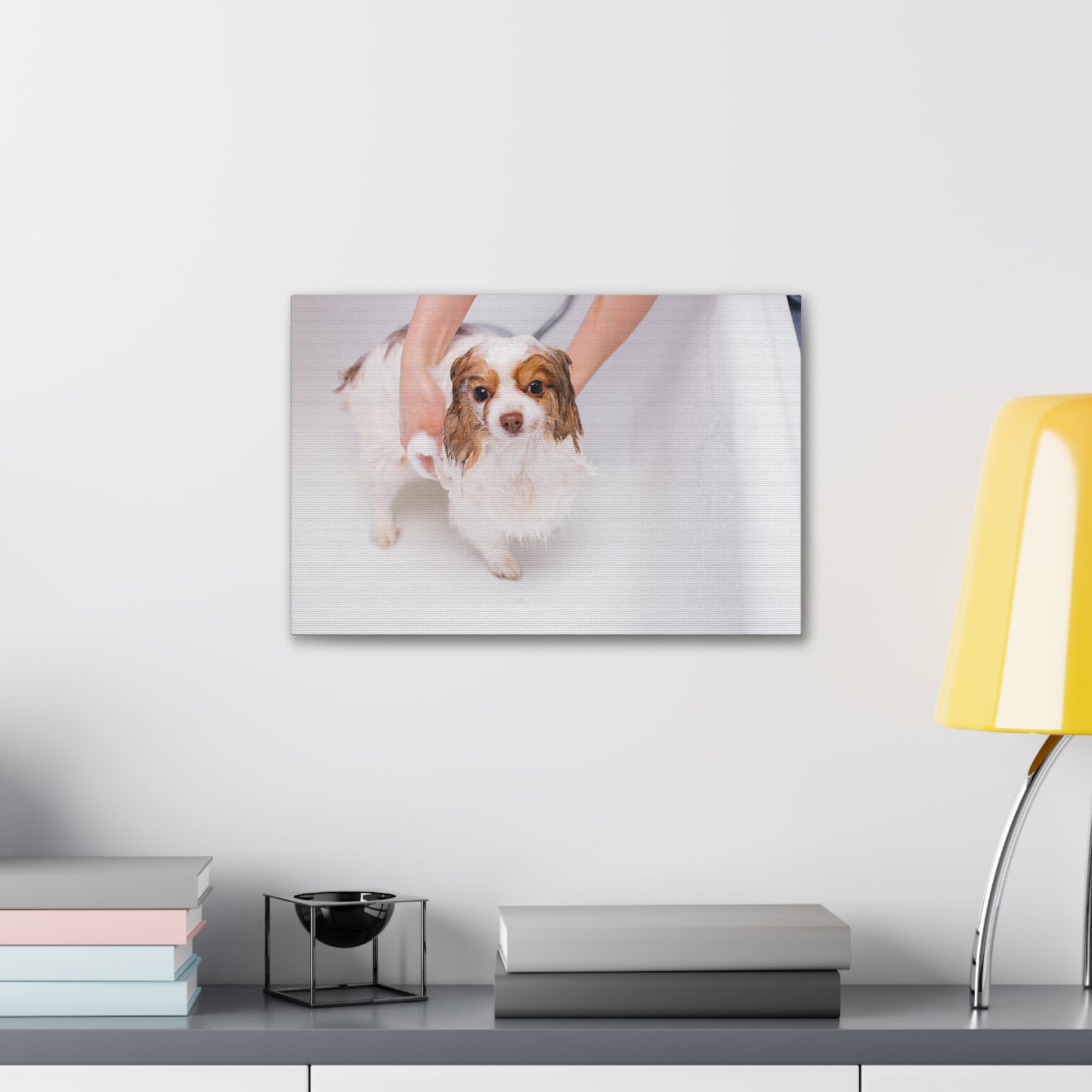 Cute Cavalier King Charles Spaniel Bath Canvas Wall Art for Home Decor Ready-to-Hang-Express Your Love Gifts