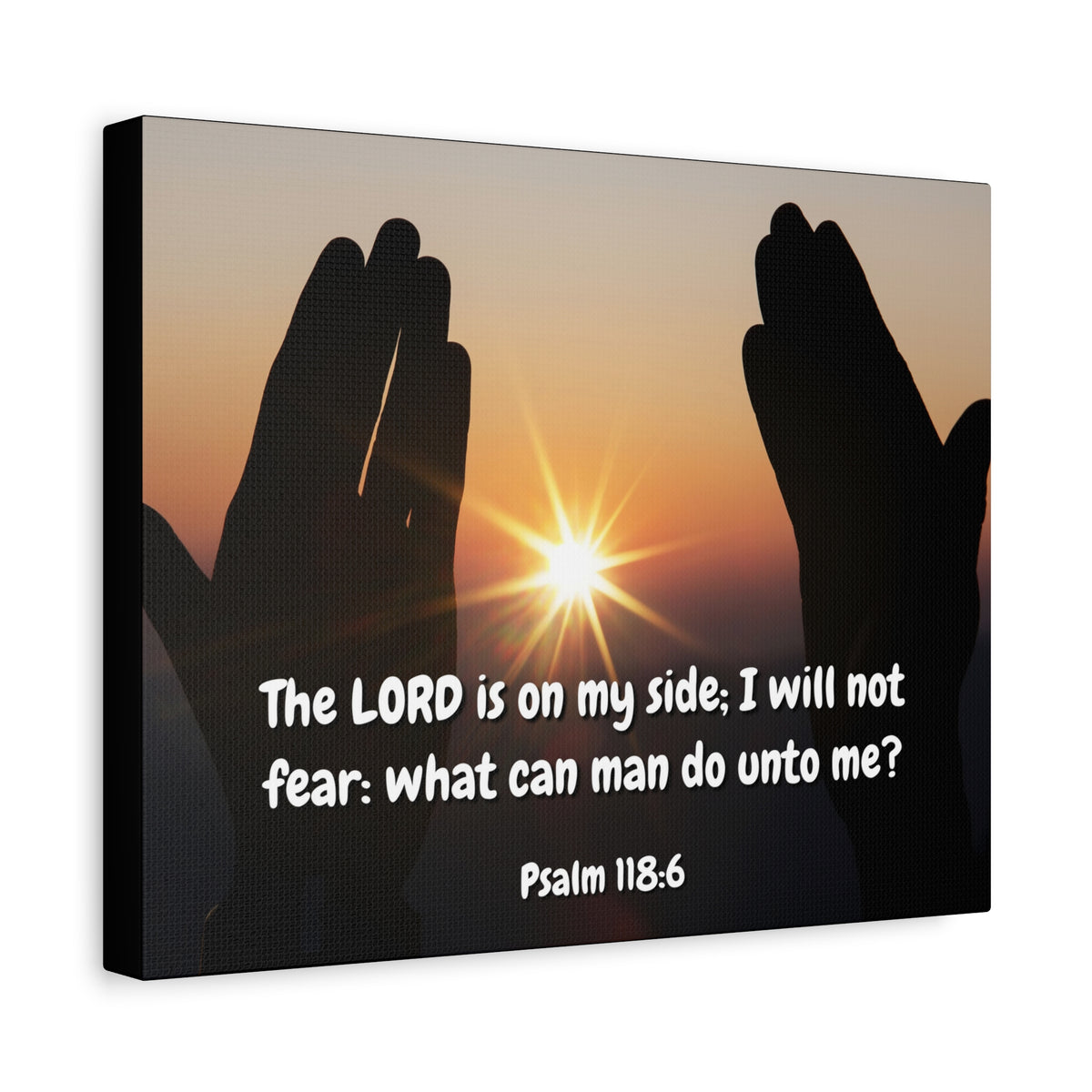 Scripture Canvas God Is On My Side Psalm 118:6 Christian Wall Art Bible Verse Print Ready to Hang-Express Your Love Gifts
