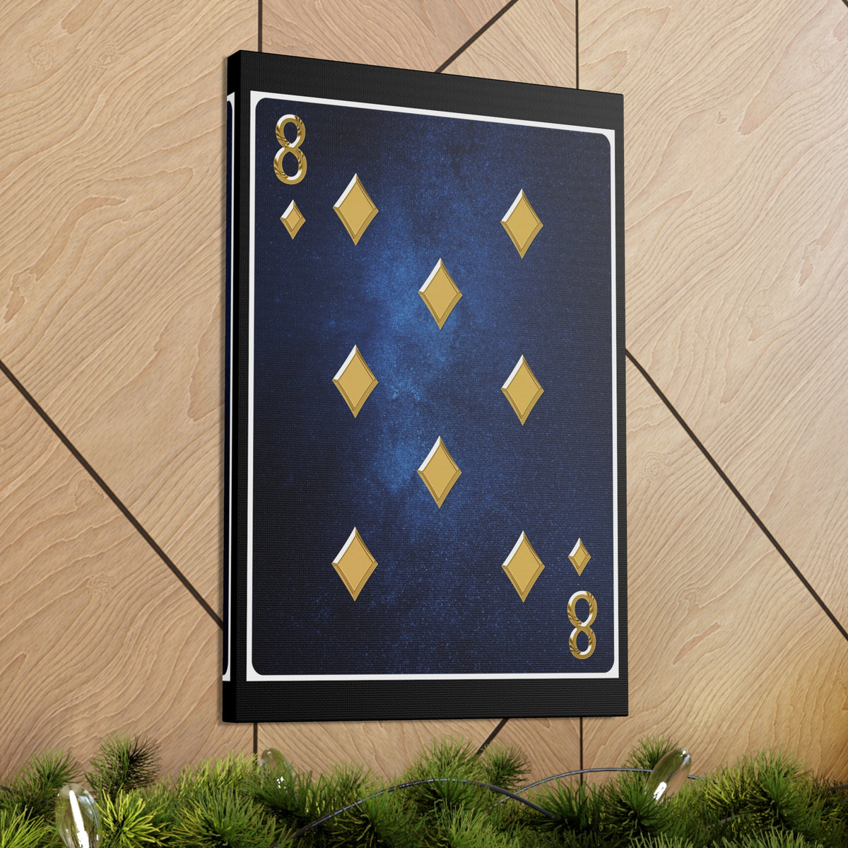 Eight Of Diamonds Space Background Playing Card Canvas Wall Art for Home Decor Ready-to-Hang-Express Your Love Gifts