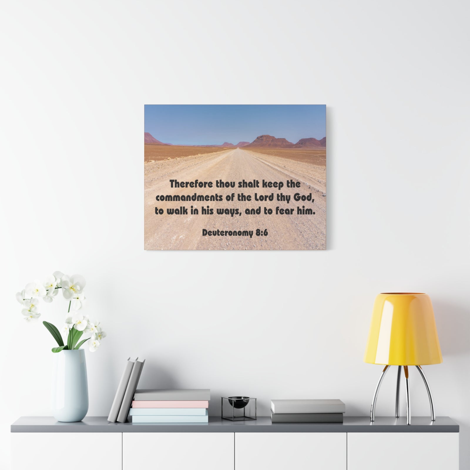 Bible Verse Canvas The Commandments of The Lord Thy God Deuteronomy 8:6 Christian Home Décor Wall Art Scripture Ready to Hang Faith Print-Express Your Love Gifts