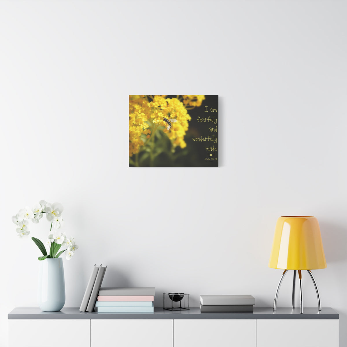 Scripture Walls Wonderfully Made Psalm 139:14 Bee Bible Verse Canvas Christian Wall Art Ready to Hang-Express Your Love Gifts