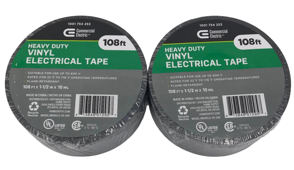 1.5" x 108' Heavy Duty Electrical Tape, 4-Pack – Black, Flame Retardant-Express Your Love Gifts