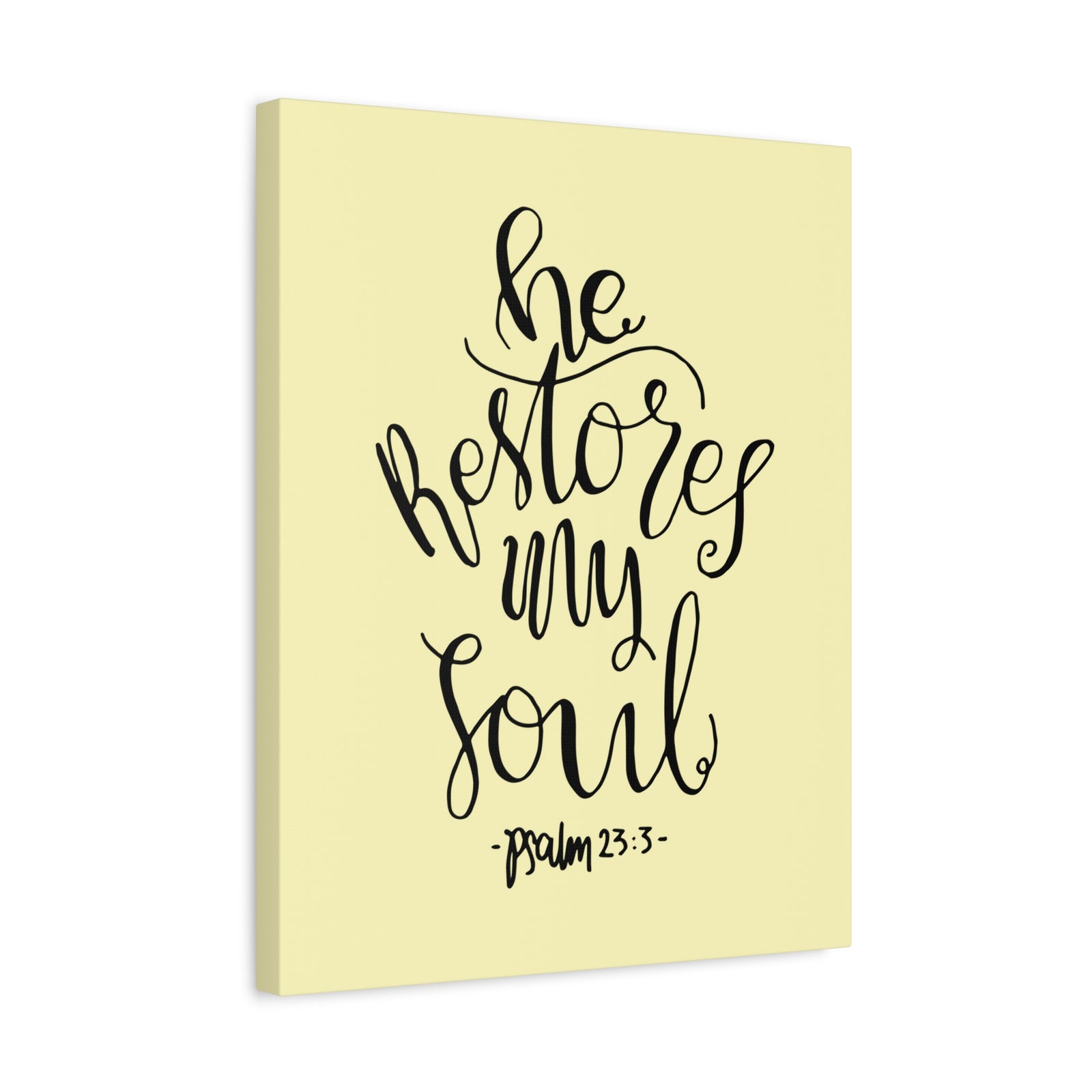 Scripture Walls He Restores My Soul Psalm 23:3 Bible Verse Canvas Christian Wall Art Ready To Hang-Express Your Love Gifts