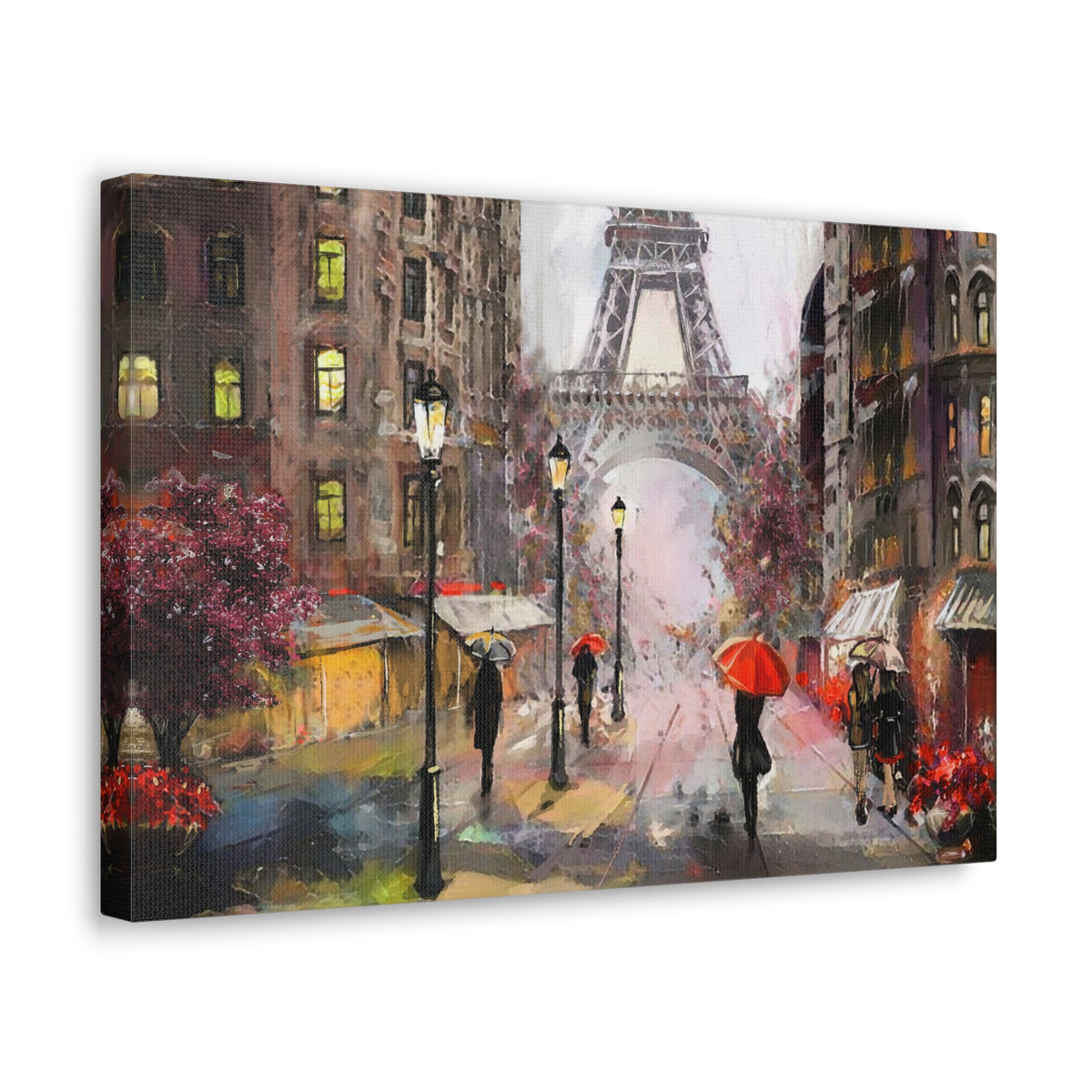 Paris Urban People Under Red Umbrella Paris Eiffel Tower Couple France Canvas Artwork High-Quality Breathtaking French City for Home Decor Ready to Hang-Express Your Love Gifts