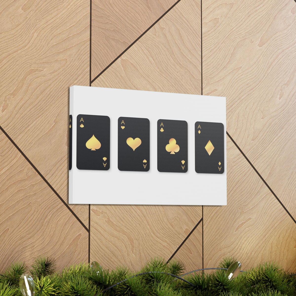 Four Black Aces Card Suits Playing Card Canvas Wall Art for Home Decor Ready-to-Hang-Express Your Love Gifts