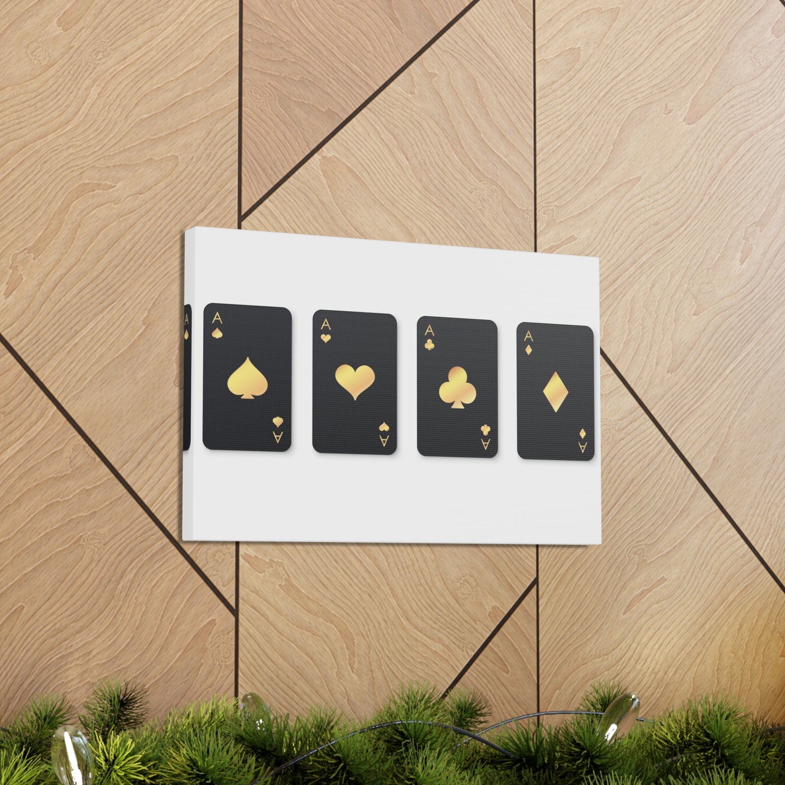 Four Black Aces Card Suits Playing Card Canvas Wall Art for Home Decor Ready-to-Hang-Express Your Love Gifts