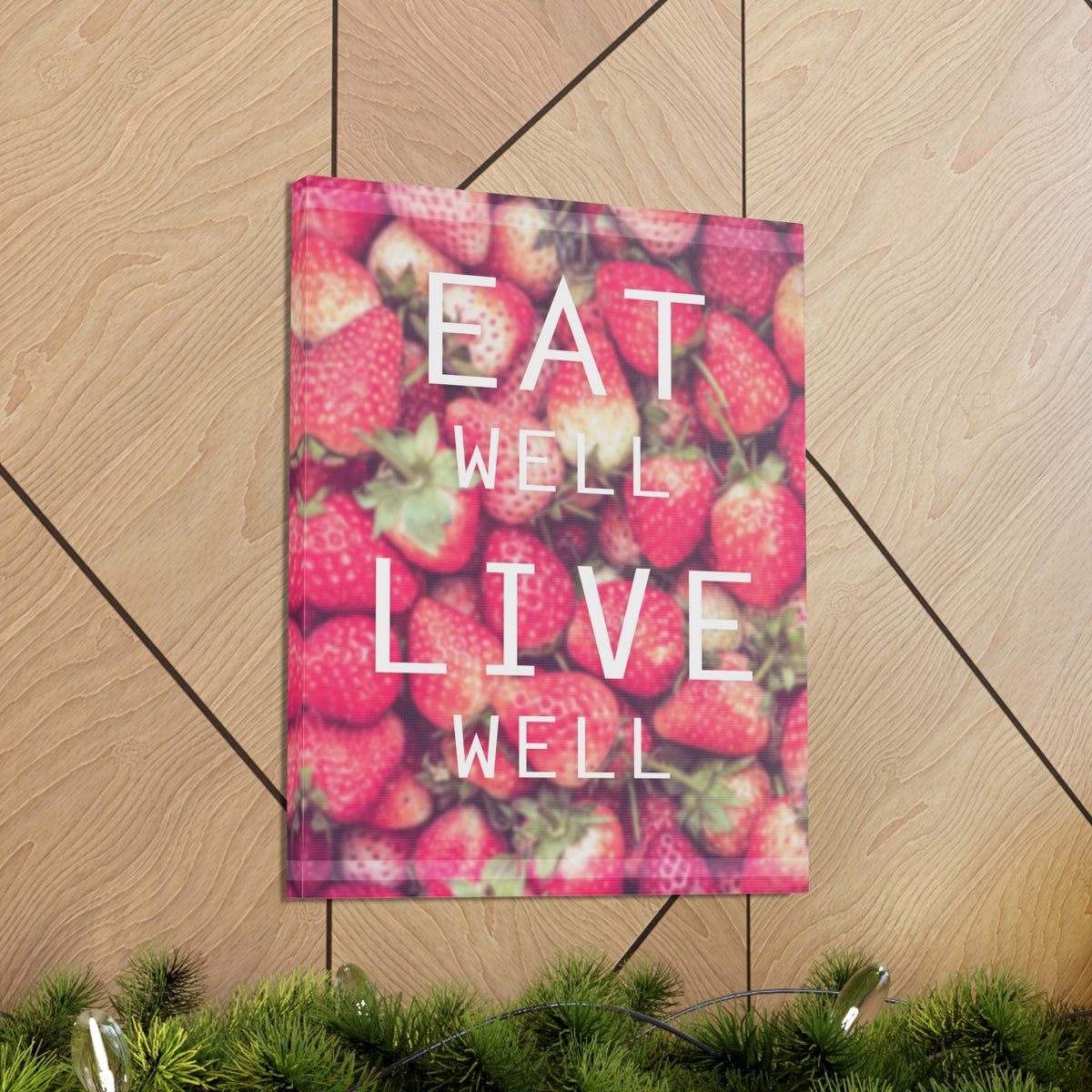 Inspirational Quote Canvas Eat Well Live Well Motivational Print Ready to Hang Artwork-Express Your Love Gifts