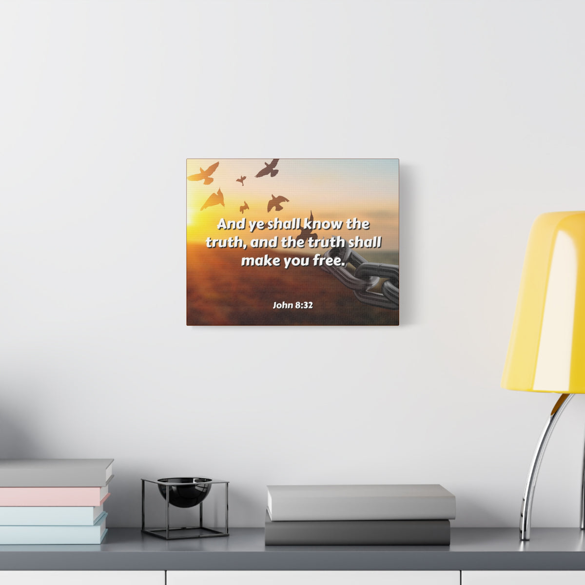 Scripture Canvas The Truth John 8:32 Christian Wall Art Bible Verse Print Ready to Hang-Express Your Love Gifts