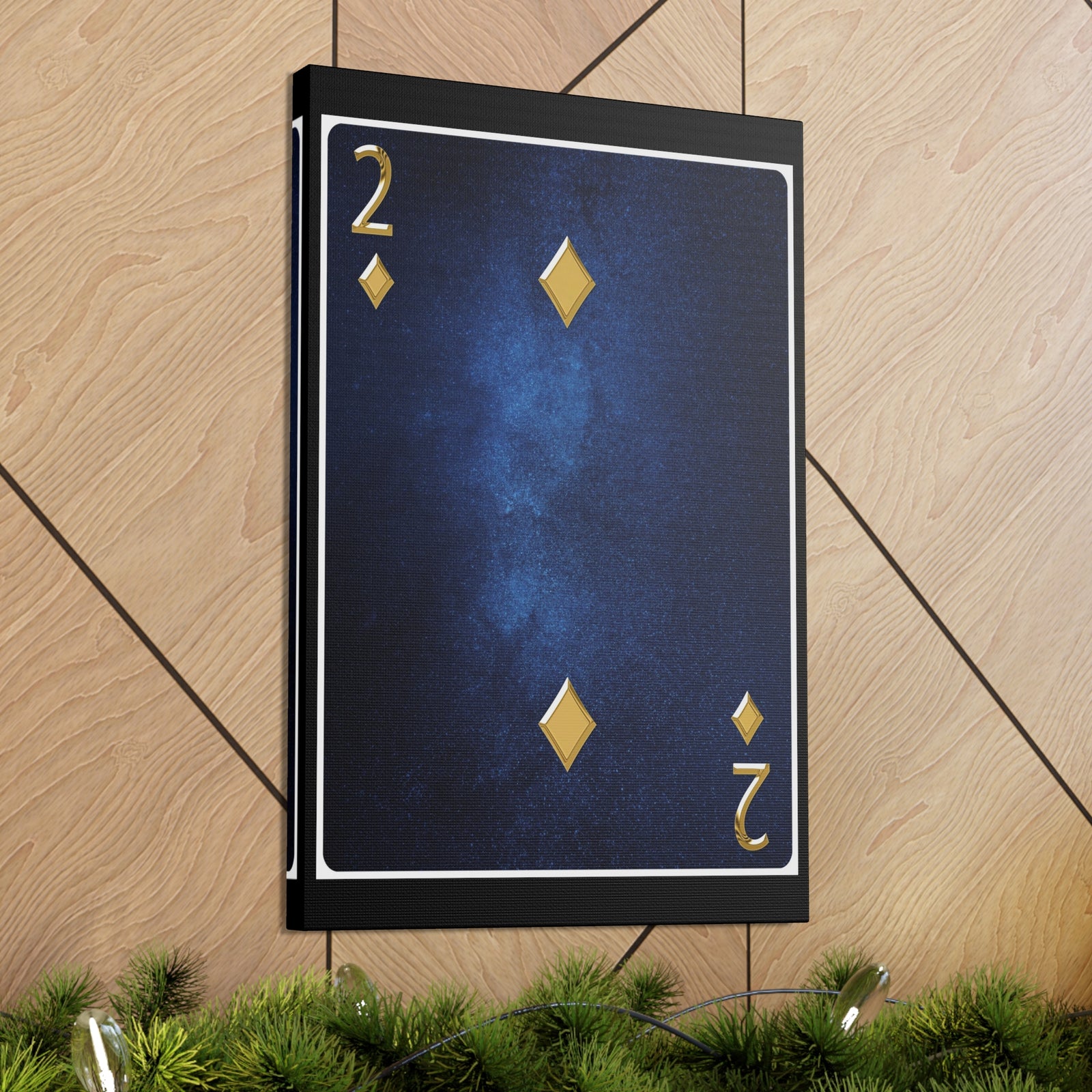 Two Of Diamonds Space Background Playing Card Canvas Wall Art for Home Decor Ready-to-Hang-Express Your Love Gifts