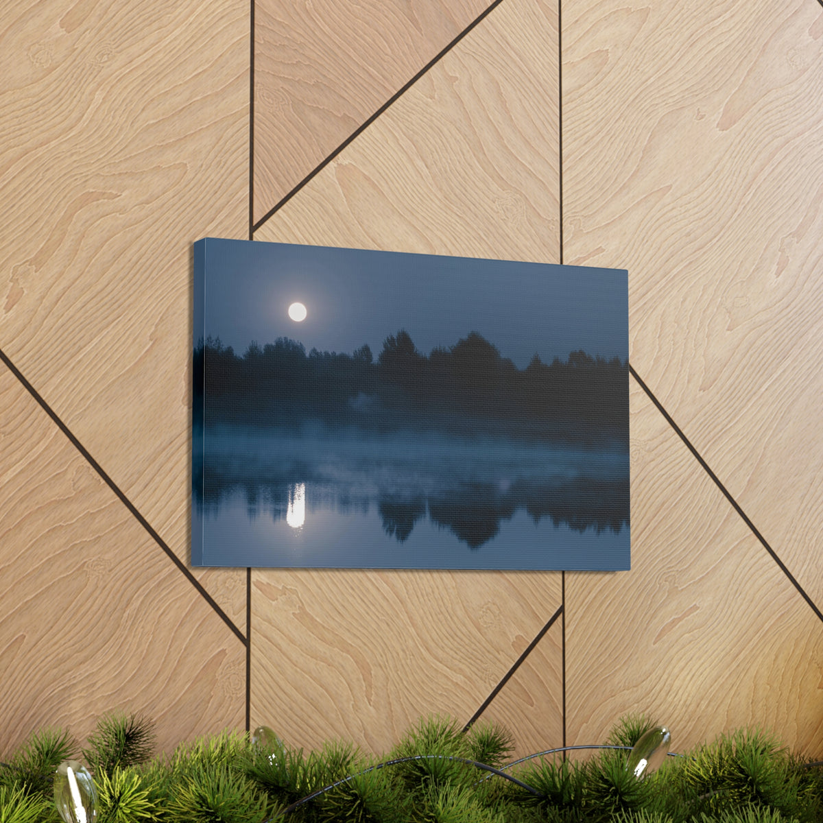 Misty Mountain Reflections Nature Wilderness Photography Canvas Wall Art for Home Decor Ready-to-Hang-Express Your Love Gifts