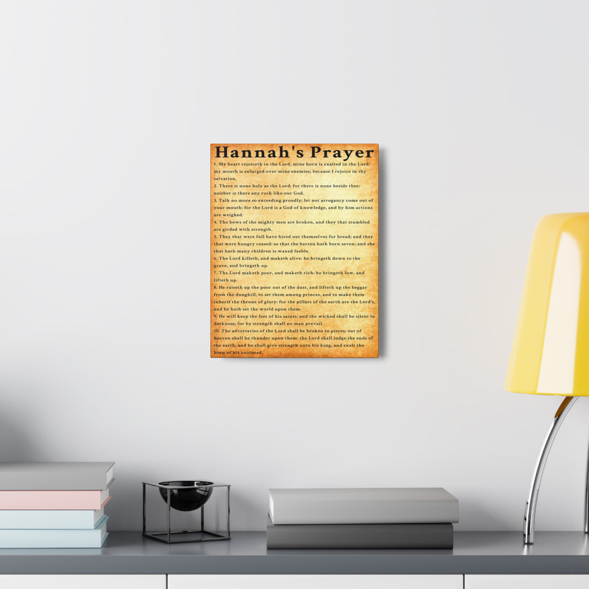Scripture Walls Hannah's Prayer 1 Samuel 2:1–10 Gold Bible Verse Canvas Christian Wall Art Ready to Hang Unframed-Express Your Love Gifts