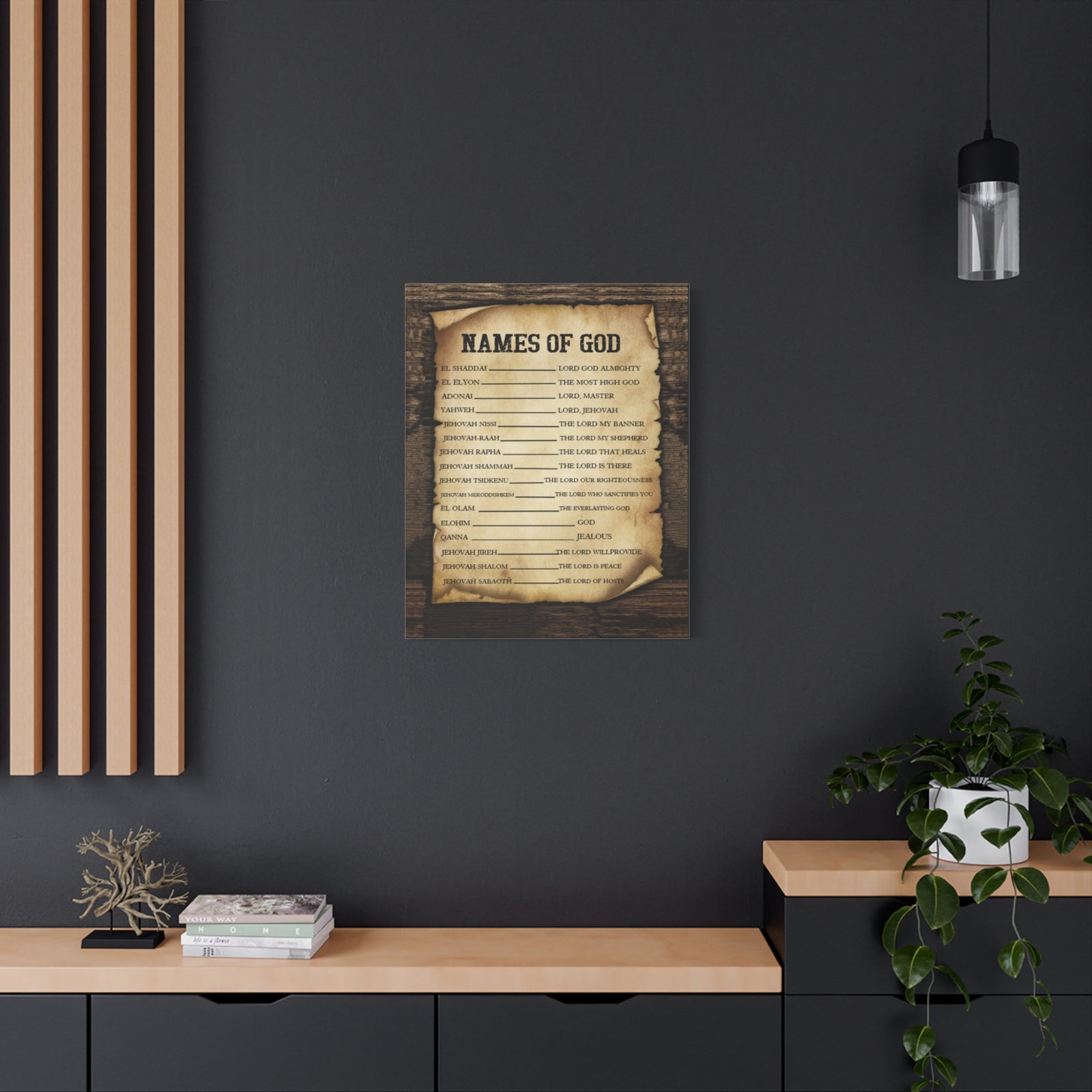 Scripture Canvas Names of God Christian Wall Art Bible Verse Print Ready to Hang-Express Your Love Gifts
