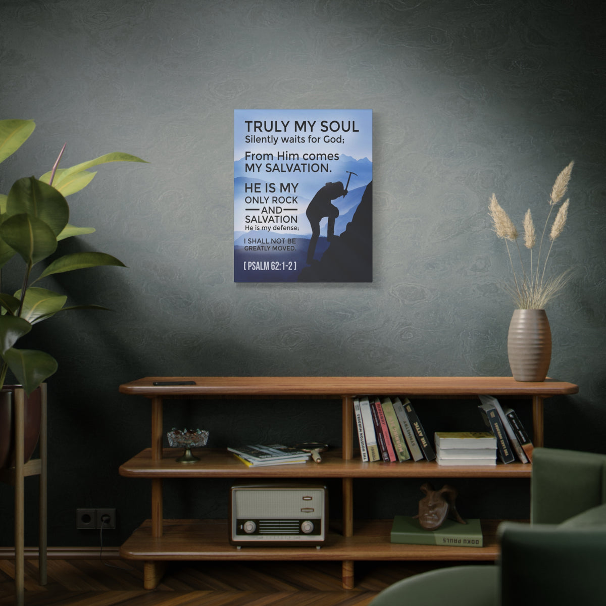 Scripture Canvas Rock And Salvation Psalm 62:1-2 Christian Wall Art Bible Verse Print Ready to Hang-Express Your Love Gifts