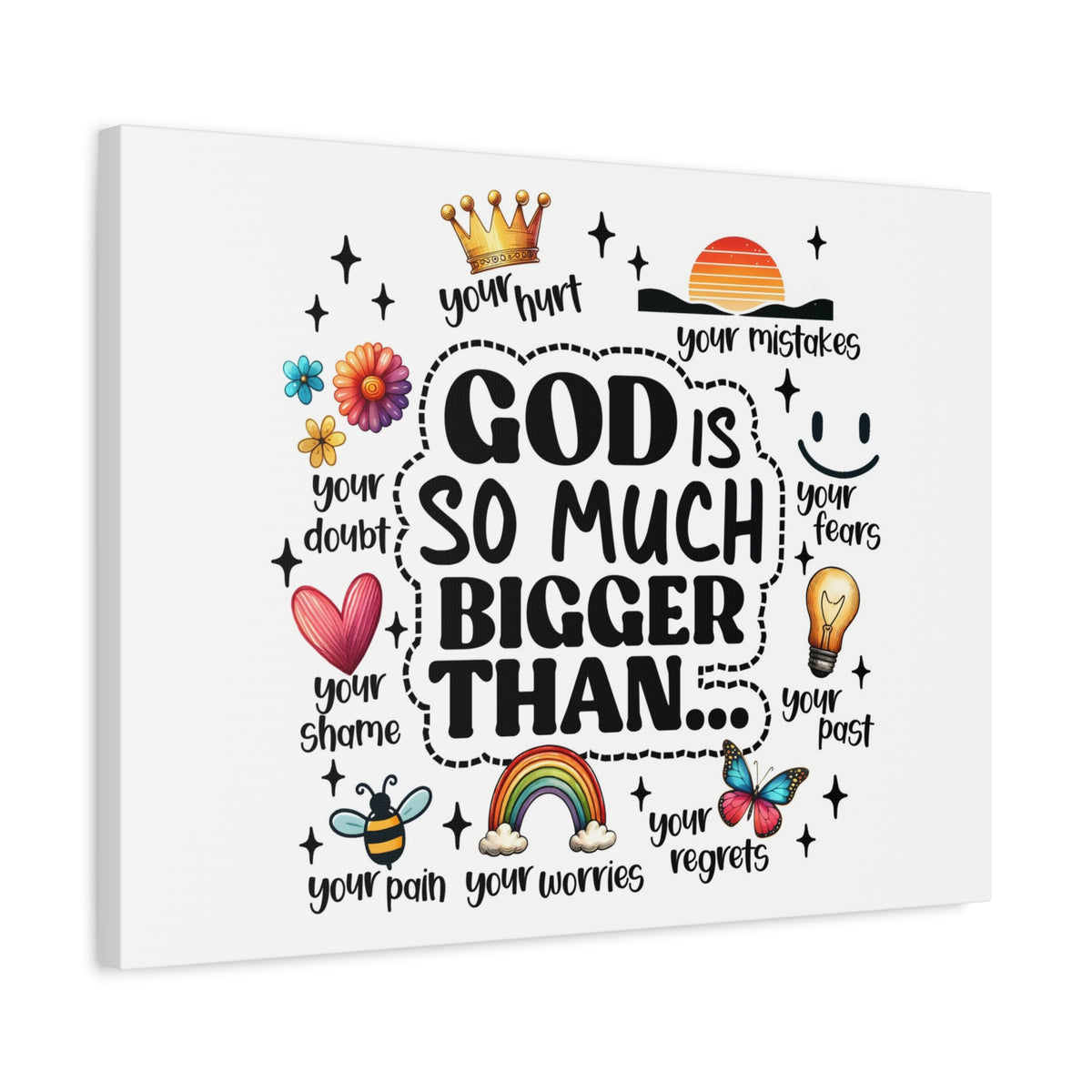 Scripture Walls God Bigger Than Everything Bible Verse Canvas Christian Wall Art Ready to Hang Unframed-Express Your Love Gifts