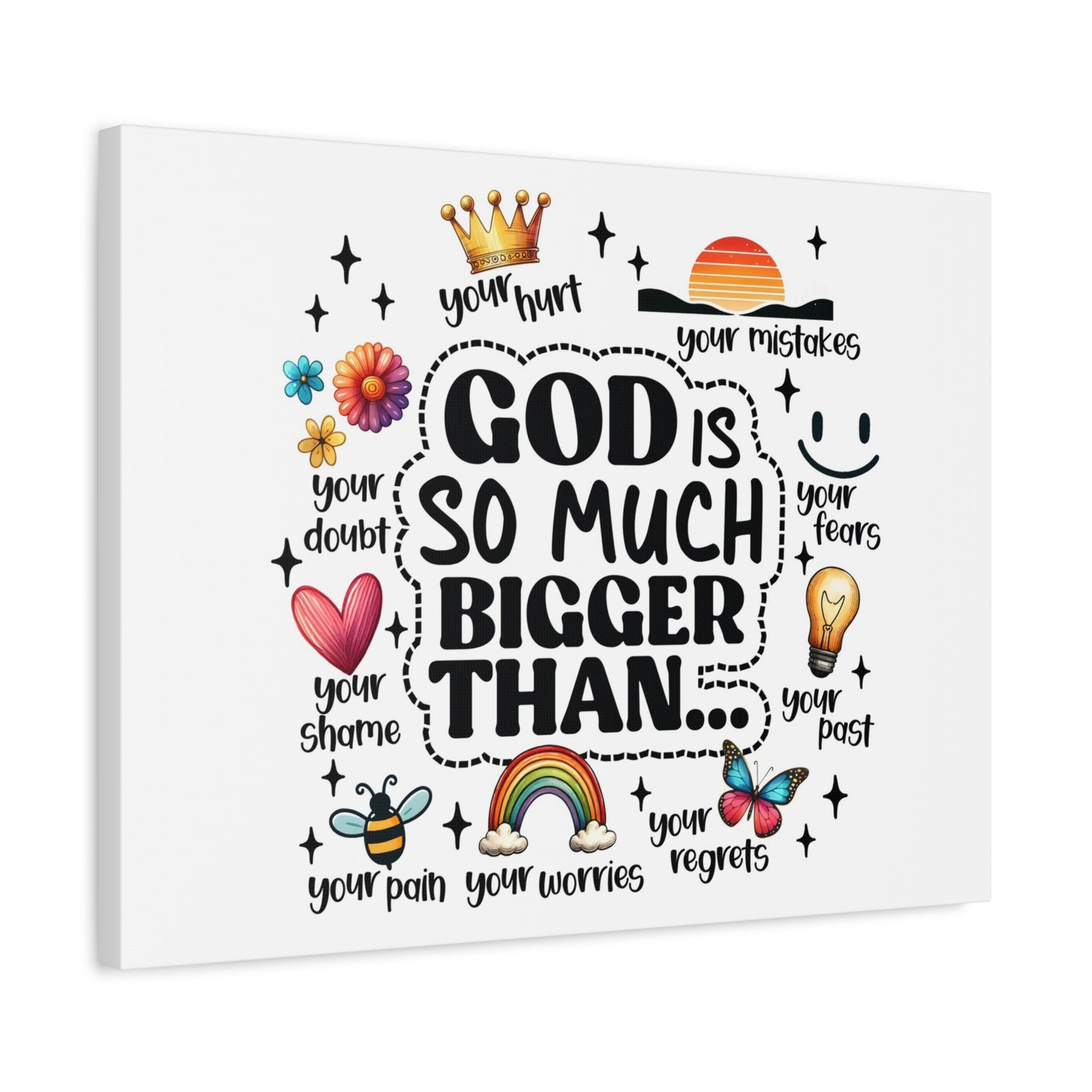 Scripture Walls God Bigger Than Everything Bible Verse Canvas Christian Wall Art Ready to Hang Unframed-Express Your Love Gifts