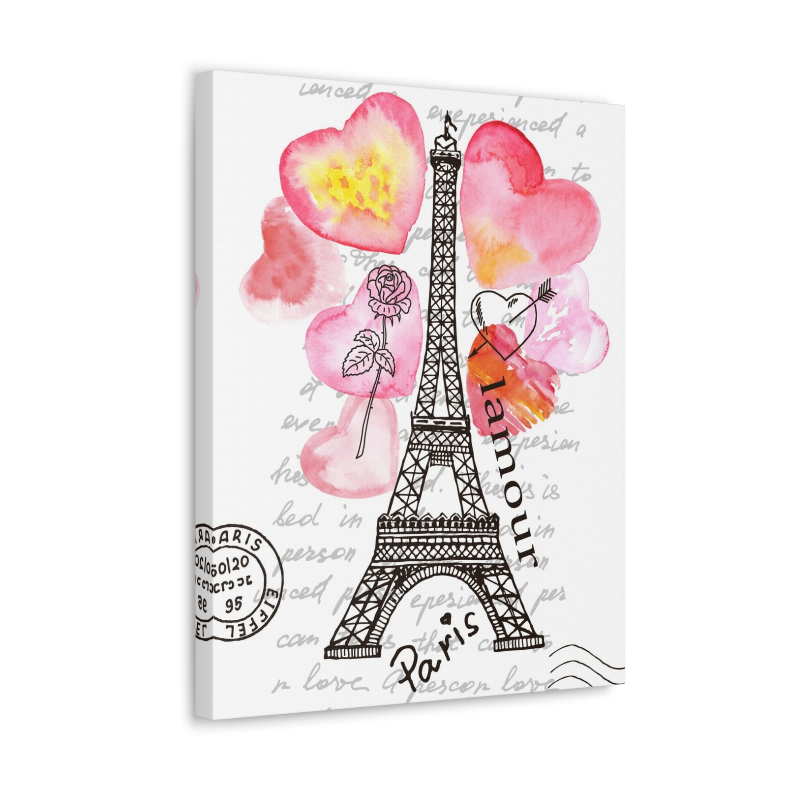 Pink Heart Eiffel Tower Paris France Canvas Artwork High-Quality Breathtaking French City for Home Decor Ready to Hang-Express Your Love Gifts