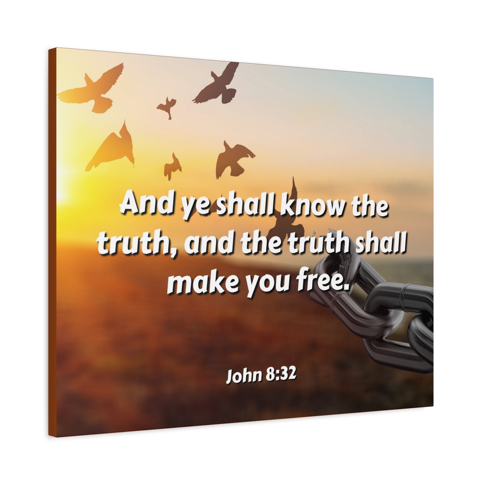 Scripture Canvas The Truth John 8:32 Christian Wall Art Bible Verse Print Ready to Hang-Express Your Love Gifts