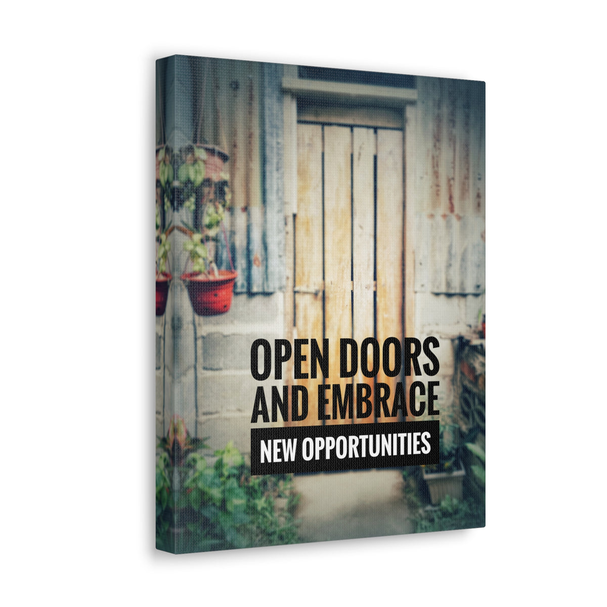 Inspirational Quote Canvas Open Doors and Embrace Motivational Print Ready to Hang Artwork-Express Your Love Gifts