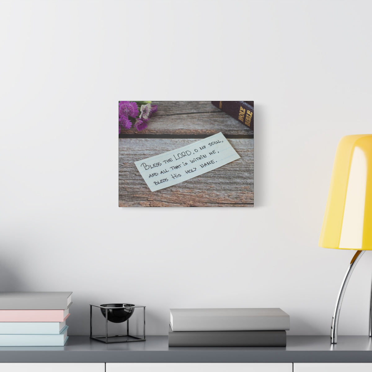 Scripture Canvas Bless The Lord Psalm 103:1 Wood Christian Wall Art Bible Verse Print Ready to Hang-Express Your Love Gifts