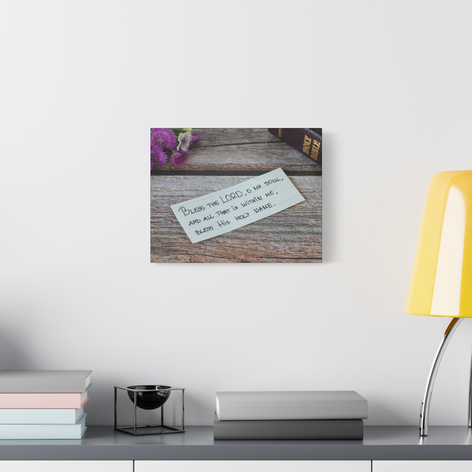 Scripture Canvas Bless The Lord Psalm 103:1 Wood Christian Wall Art Bible Verse Print Ready to Hang-Express Your Love Gifts