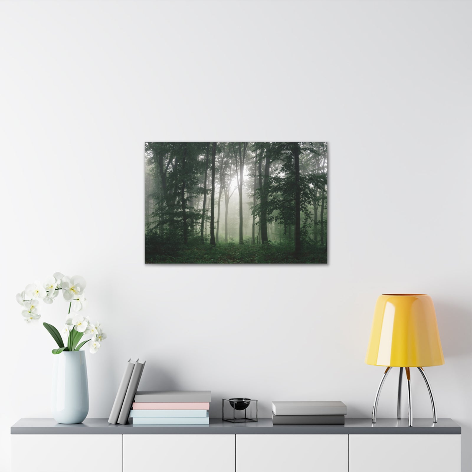 Pine Tree Misty Forest Nature Wilderness Photography Canvas Wall Art for Home Decor Ready-to-Hang-Express Your Love Gifts