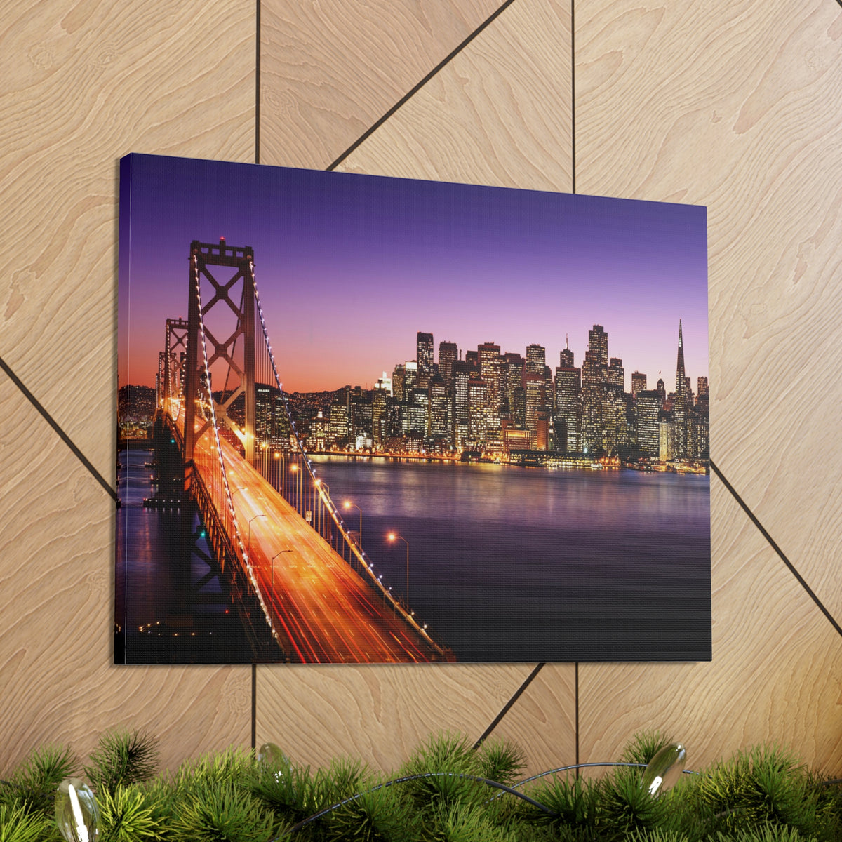 San Francisco Night Skyline Canvas Artwork High-Quality Breathtaking Stunning Cityscape for Home Decor Ready to Hang-Express Your Love Gifts