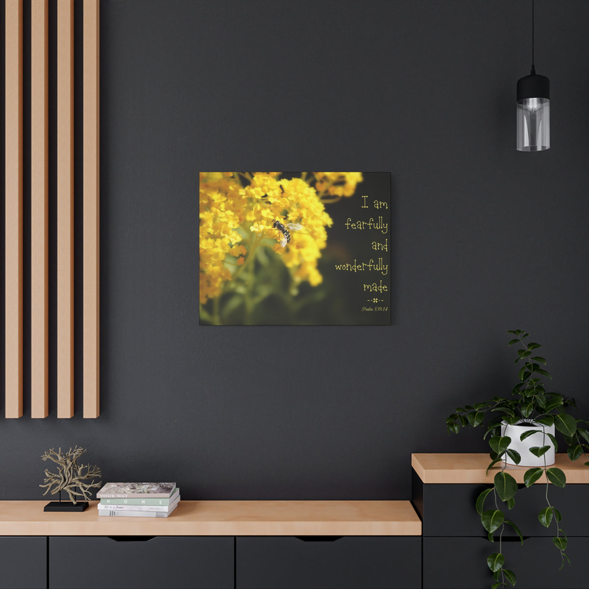 Scripture Walls Wonderfully Made Psalm 139:14 Bee Bible Verse Canvas Christian Wall Art Ready to Hang-Express Your Love Gifts