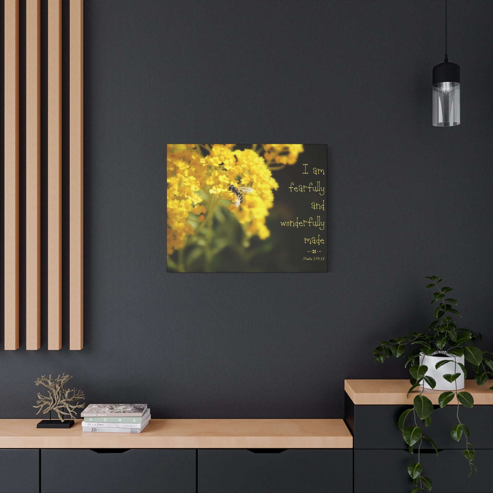 Scripture Walls Wonderfully Made Psalm 139:14 Bee Bible Verse Canvas Christian Wall Art Ready to Hang-Express Your Love Gifts