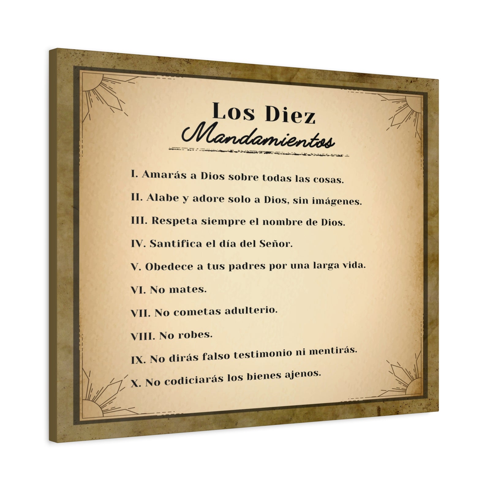 Los Diez Mandamientos 10 Commandments Spanish Christian Wall Art Print Ready to Hang-Express Your Love Gifts