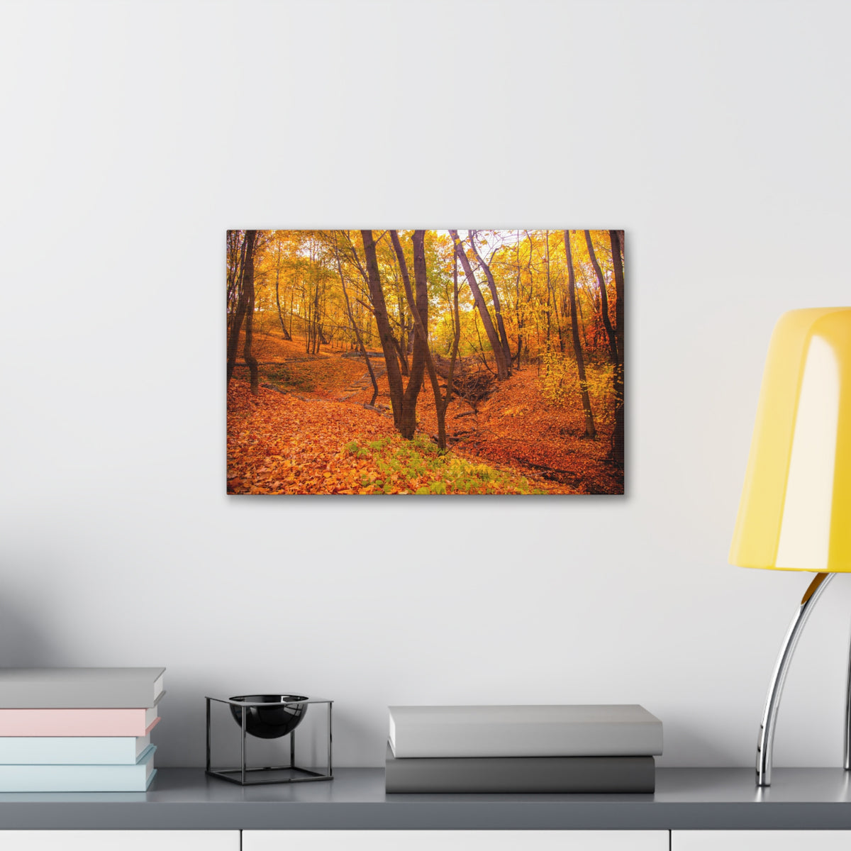 Fall Orange Tree Forest Nature Wilderness Photography Canvas Wall Art for Home Decor Ready-to-Hang-Express Your Love Gifts