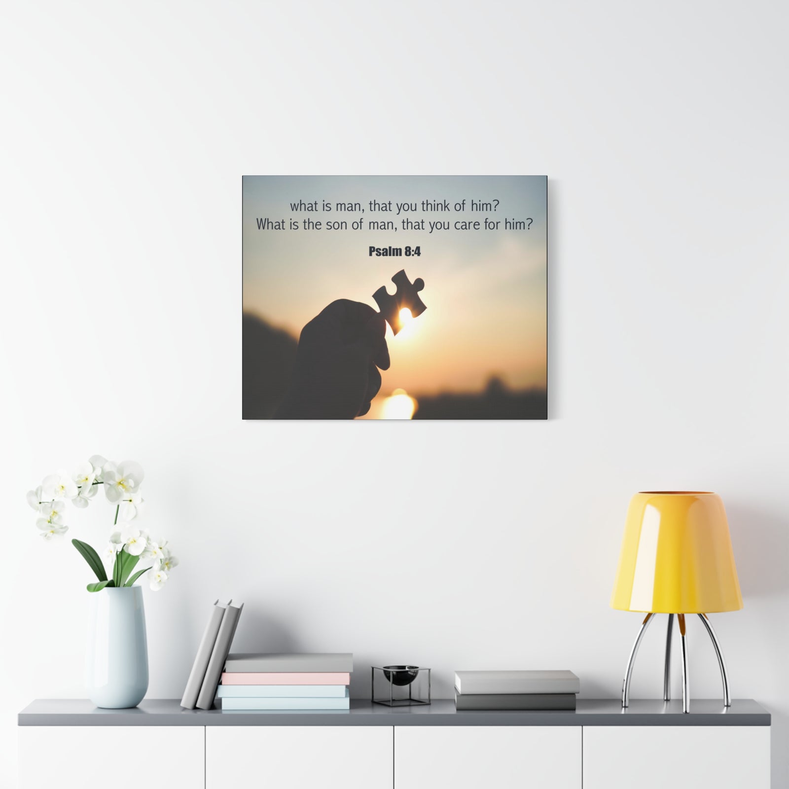 Scripture Canvas What is Man Psalm 8:4 Christian Wall Art Bible Verse Print Ready to Hang-Express Your Love Gifts