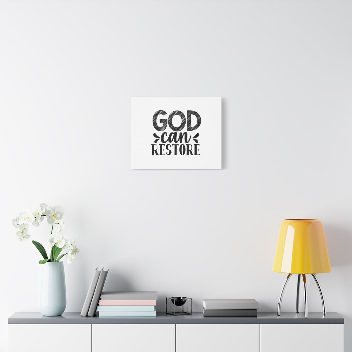 Scripture Canvas God Can Restore Psalm 23:3 Christian Wall Art Bible Verse Print Ready to Hang-Express Your Love Gifts